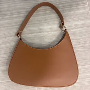 Half Moon/Asymmetrical Tan Italian Leather Women's Bag